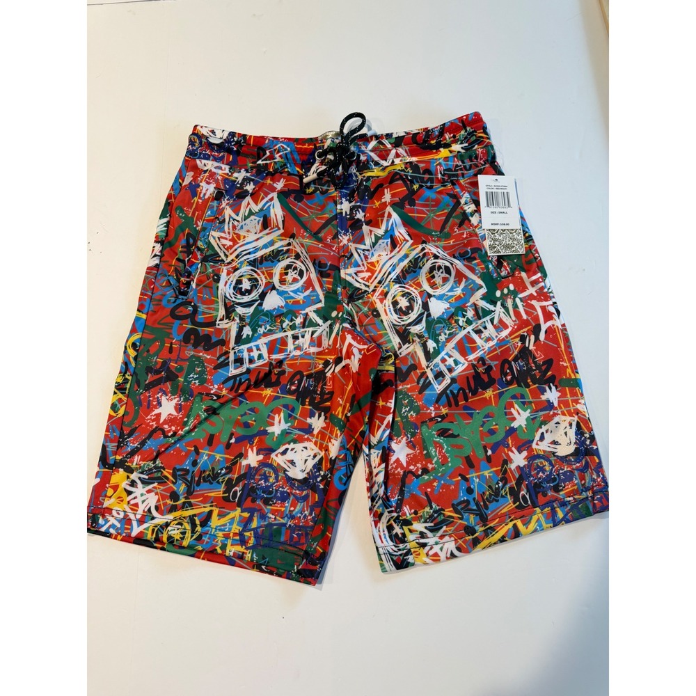Fresh Prints of Bel-Air‎ Mens Graffiti Print Shorts Red Multi Small